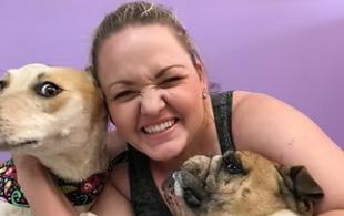 Crystal Pollitt with dogs